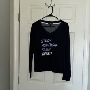 Black Long Sleeve V-Neck Graphic Tee